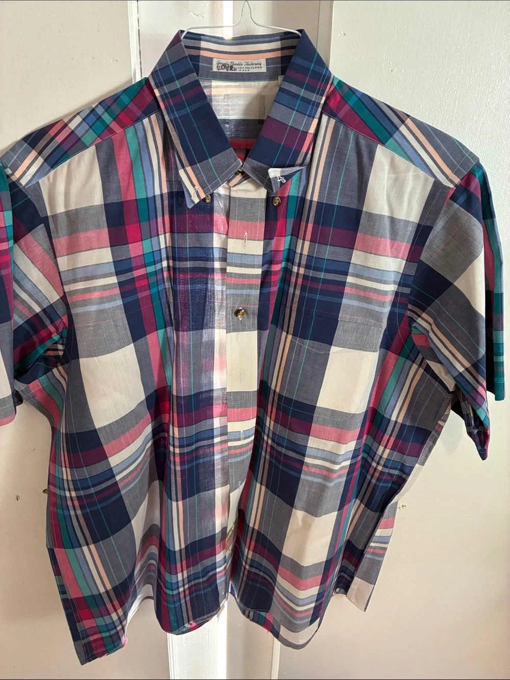 Levi's Navy, Pink & Teal Plaid Short-Sleeve Button-Down Shirt